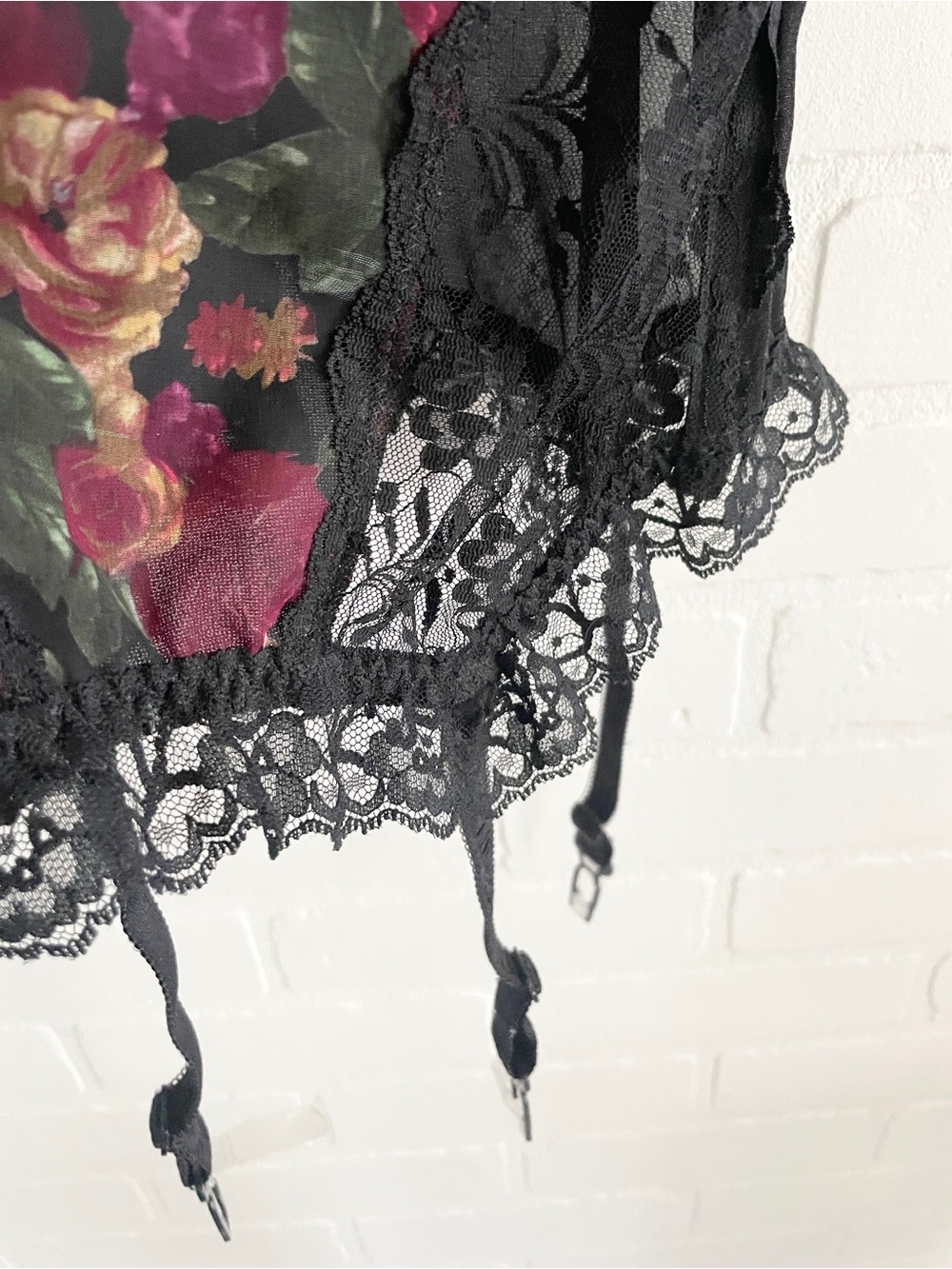 Y2K Sheer Lace Dark Floral Bustier Garter Corset Statement Vintage Size L - Picture 8 of 16